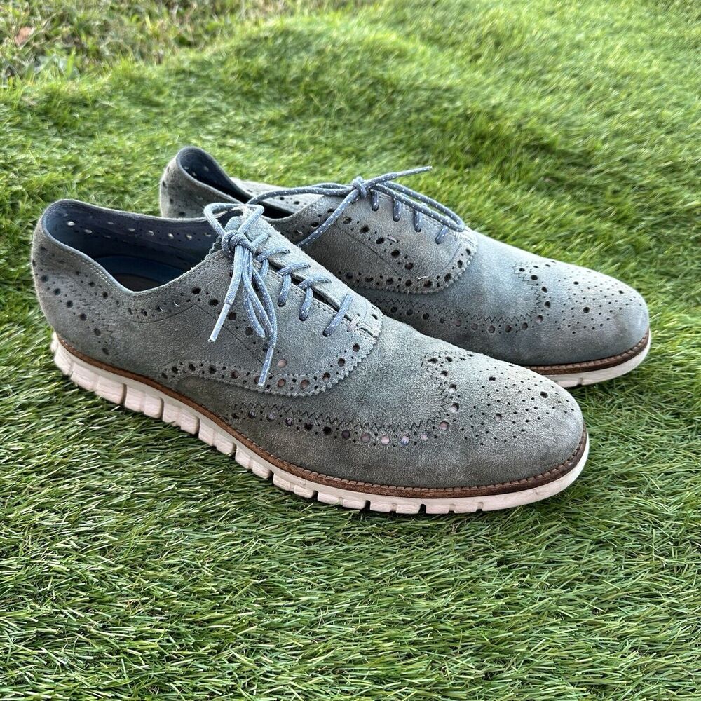 Cole Haan Zerogrand Shoes Mens Size 13 M Wingtip Oxford Suede Gray Golf Comfort